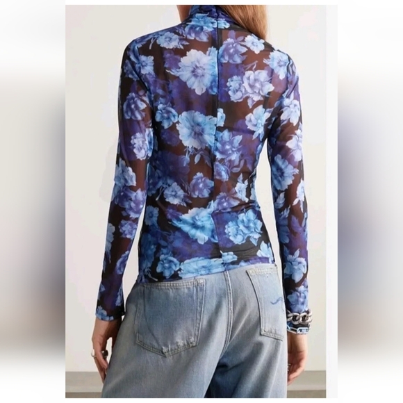 Alice + Olivia DELAINA LONG SLEEVE TURTLENECK MESH TOP SIZE XL - Picture 12 of 16